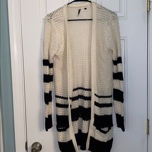 Black and white long cardigan